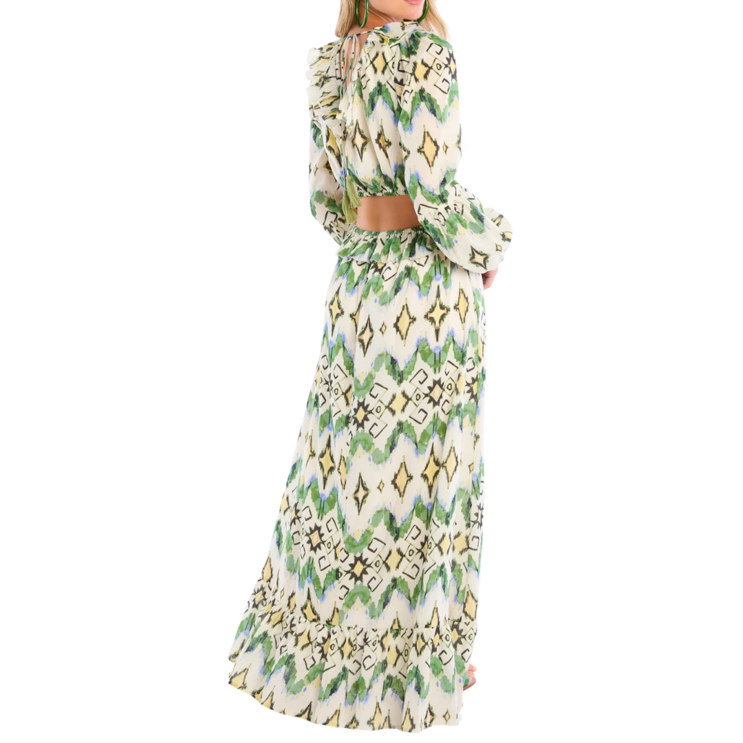 EVERLY MAXI DRESS GREEN IKAT