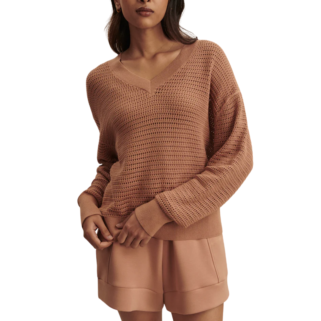 GAIA V NECK SWEATER CAMEL