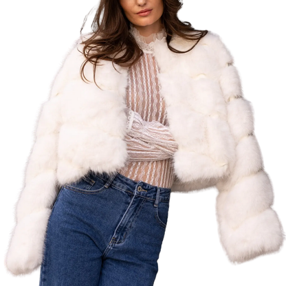 PAULA FAUX FUR SHORT JACKET WHITE