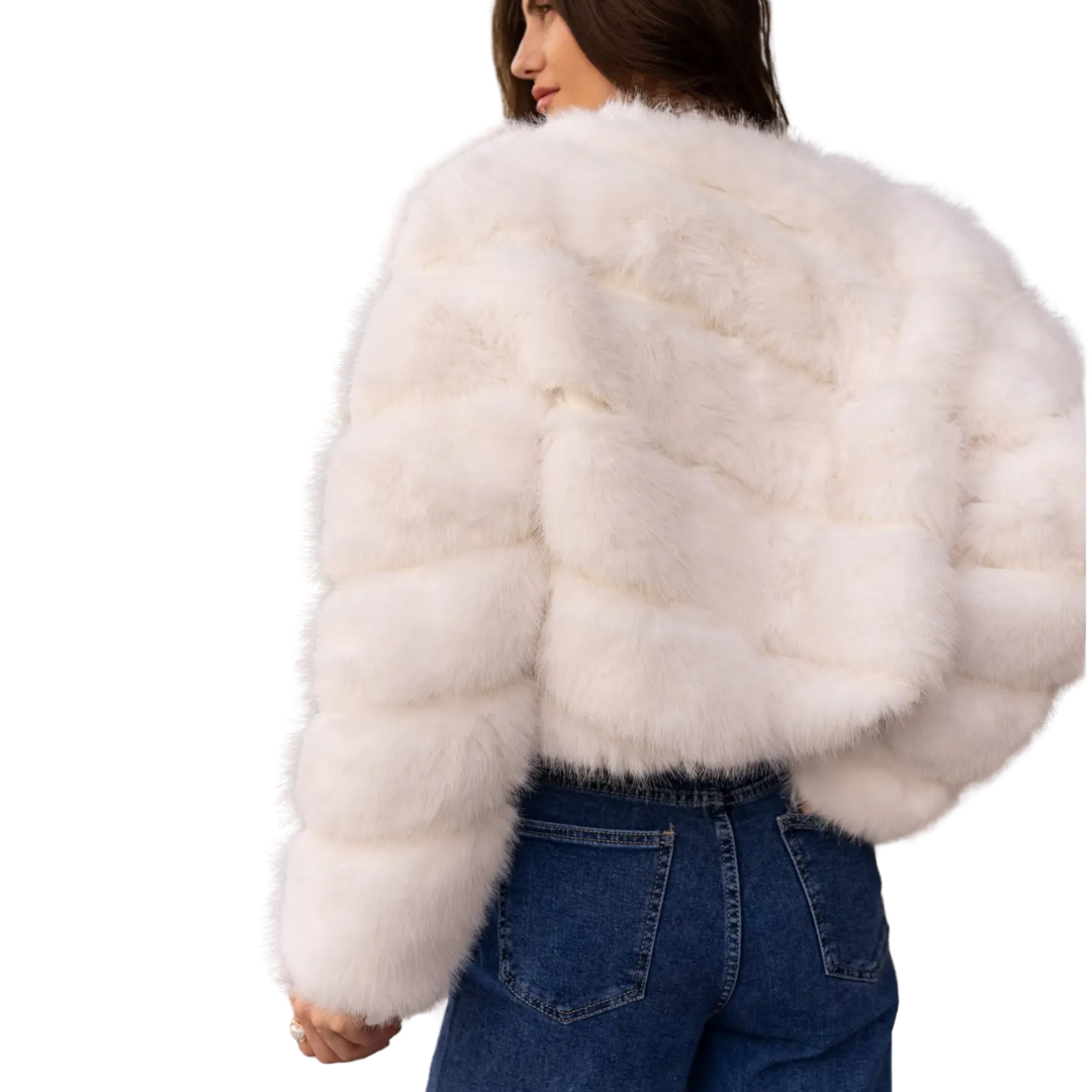 PAULA FAUX FUR SHORT JACKET WHITE