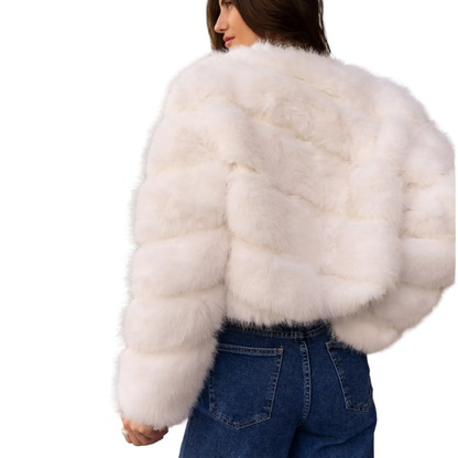 PAULA FAUX FUR SHORT JACKET WHITE