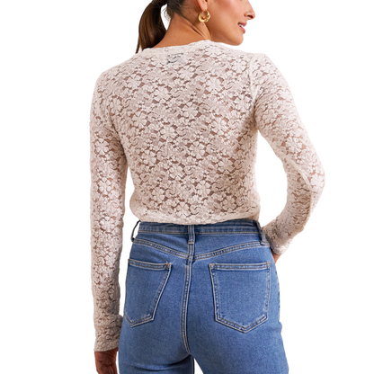 LONG SLEEVE LACE TOP ECRU