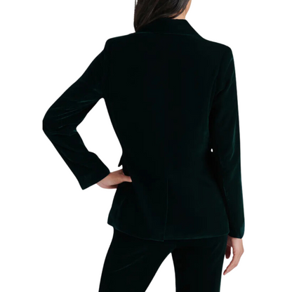 MERENE ROSETTE DETAIL VELVET BLAZER PINE