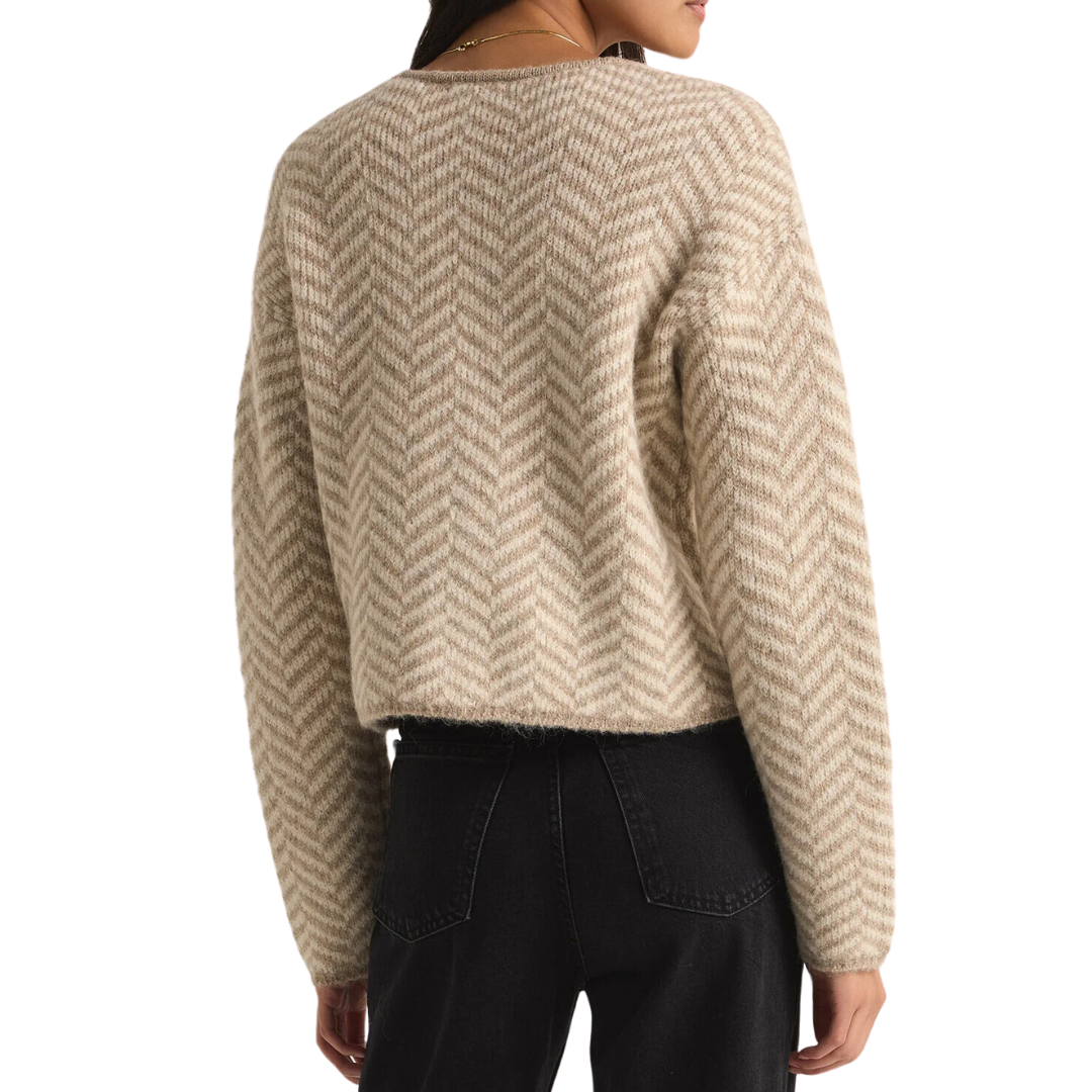 NAOMI HERRINGBONE CARDIGAN SANDSTONE