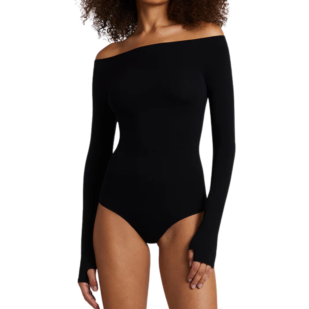 BALLET OFF THE SHOULDER BODYSUIT BLACK