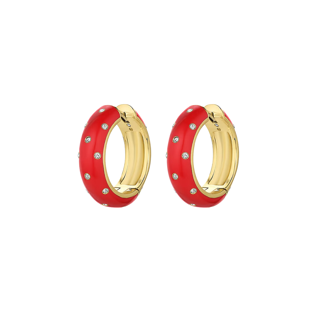 NOEL ENAMEL SHIMMER HOOPS RED GOLD