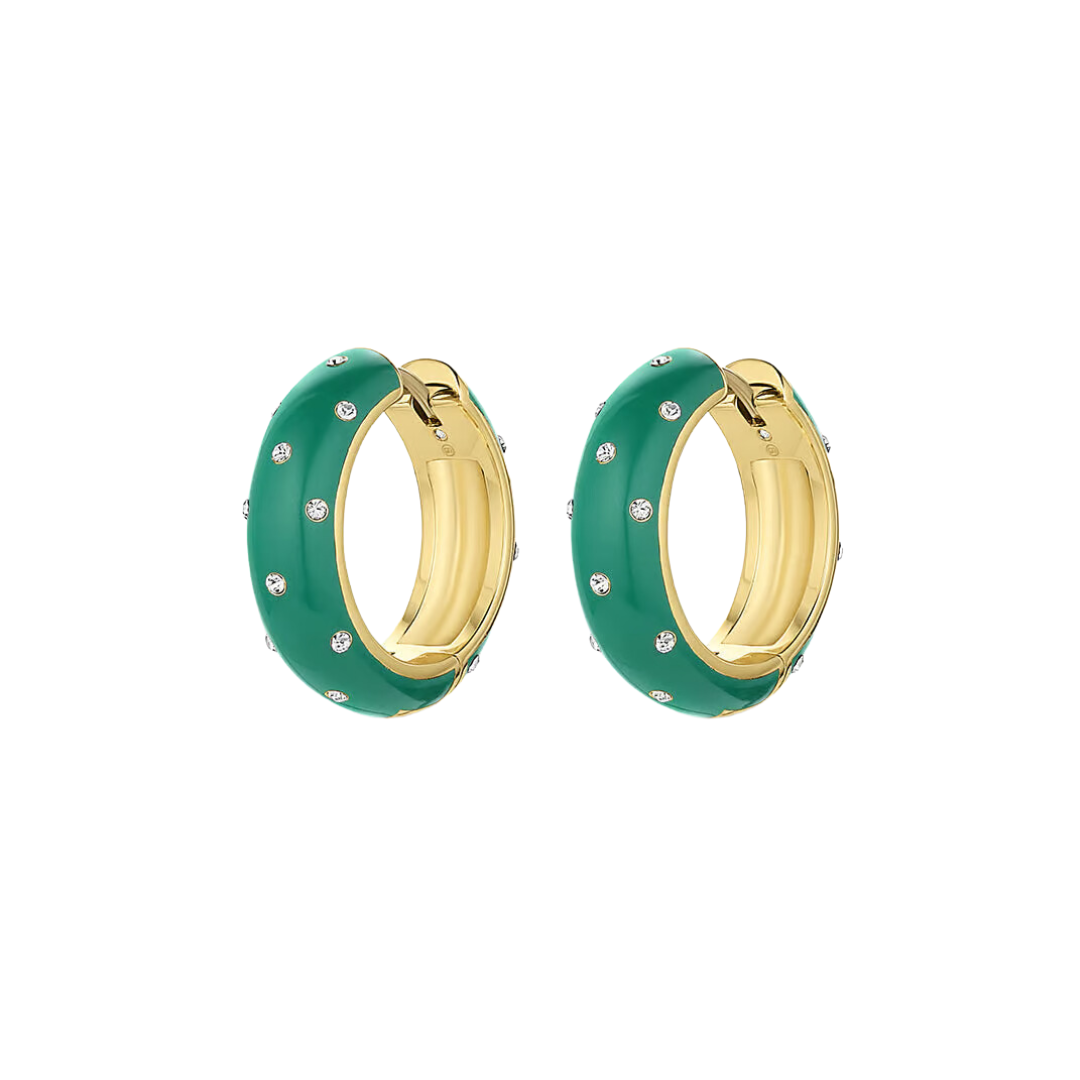 NOEL ENAMEL SHIMMER HOOPS EMERALD GOLD