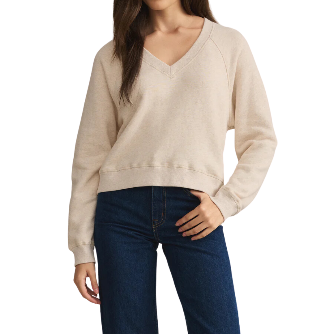 AVENUE V NECK SWEATSHIRT OATMEAL