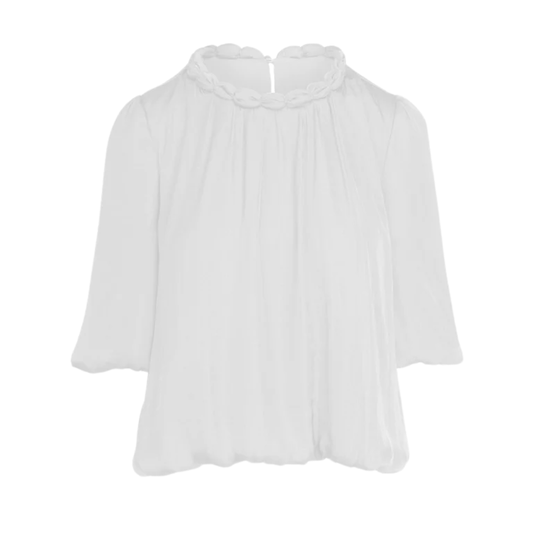 ROUND NECK BILLOWY BLOUSE WHITE