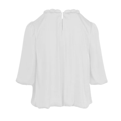 ROUND NECK BILLOWY BLOUSE WHITE