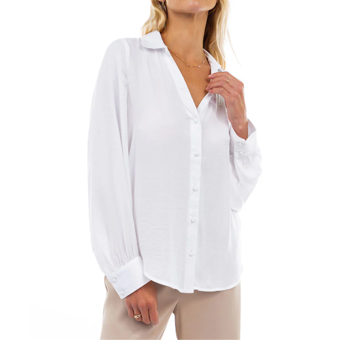 CLASSIC V-NECK BUTTON BLOUSE OFF WHITE