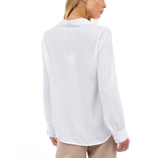 CLASSIC V-NECK BUTTON BLOUSE OFF WHITE