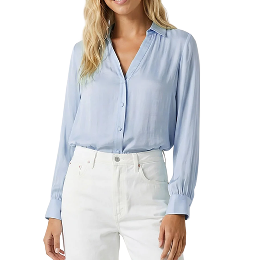 CLASSIC V-NECK BUTTON BLOUSE HALOGEN BLUE
