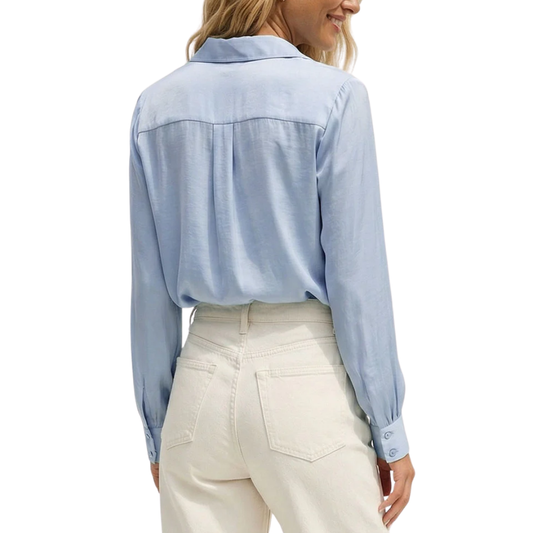 CLASSIC V-NECK BUTTON BLOUSE HALOGEN BLUE