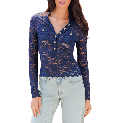 ILONA LACE TOP NAVY