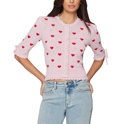 TESS HEARTS INTARSIA CARDIGAN