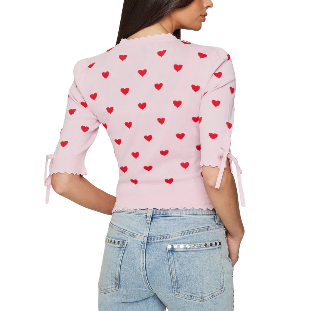 TESS HEARTS INTARSIA CARDIGAN