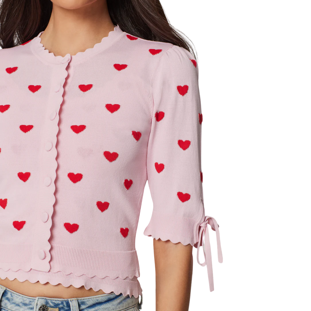 TESS HEARTS INTARSIA CARDIGAN