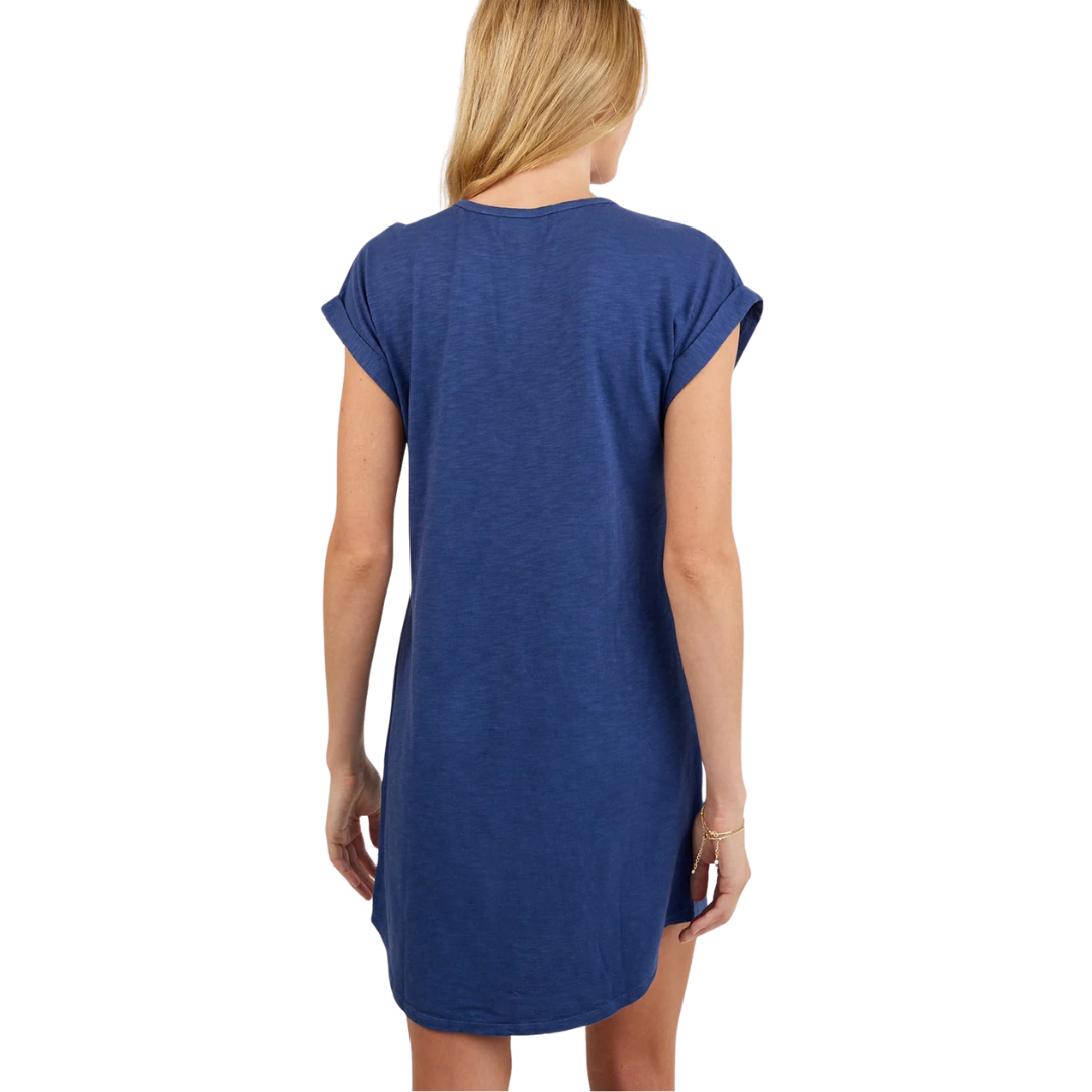 CAP SLEEVE PLACKET DRESS MIDNIGHT SURF