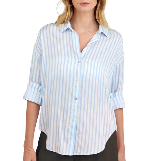 OVERSIZED BUTTON DOWN TIDAL BLUE STRIPE