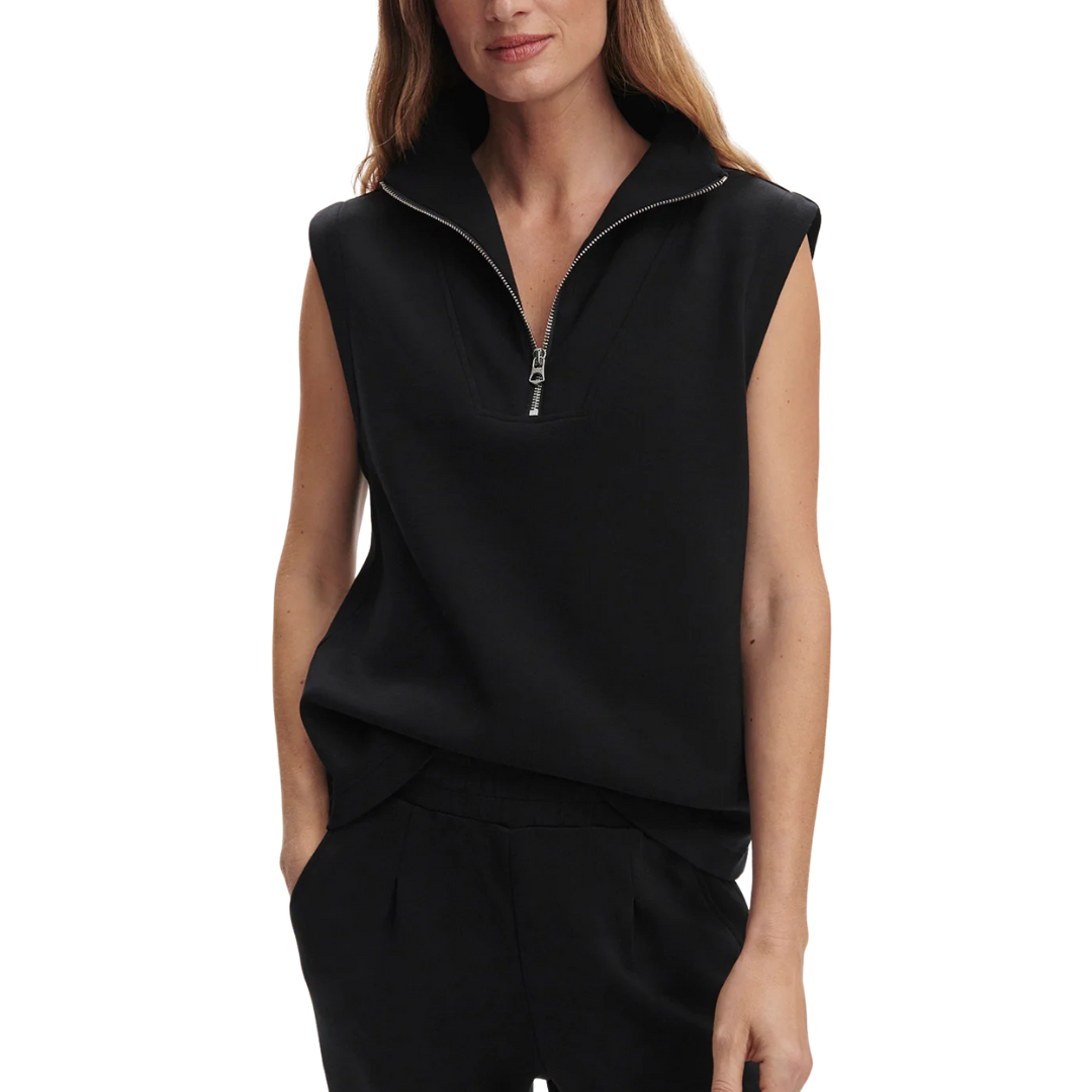 MAGNOLIA HALF ZIP TANK BLACK