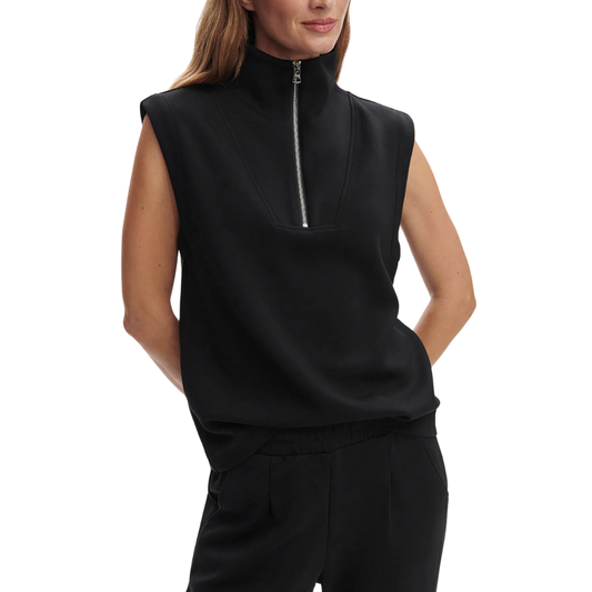 MAGNOLIA HALF ZIP TANK BLACK
