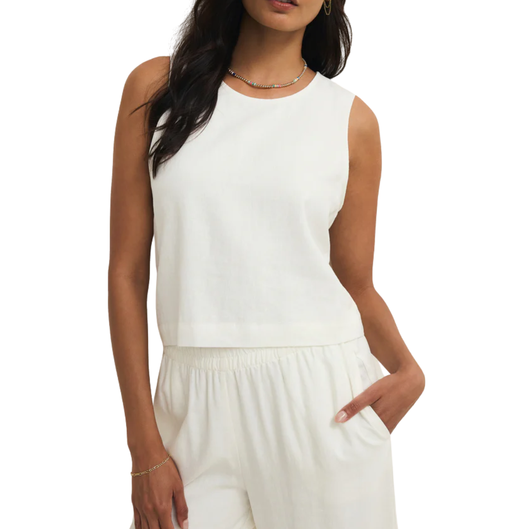 SLOANE LINEN TOP WHITE