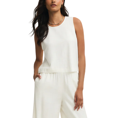 SLOANE LINEN TOP WHITE