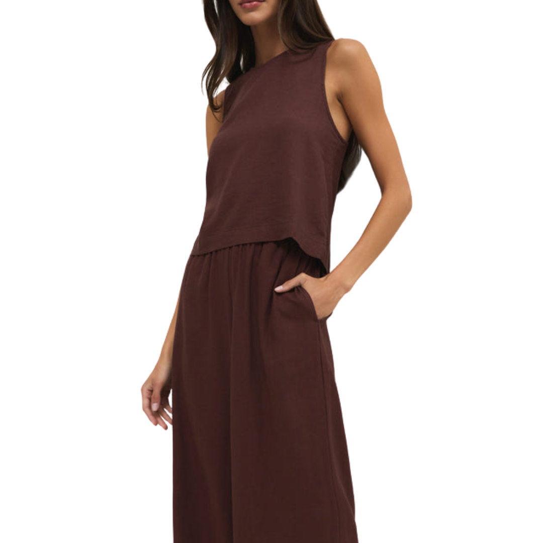 SLOANE LINEN TOP CHOCOLATE CHERRY