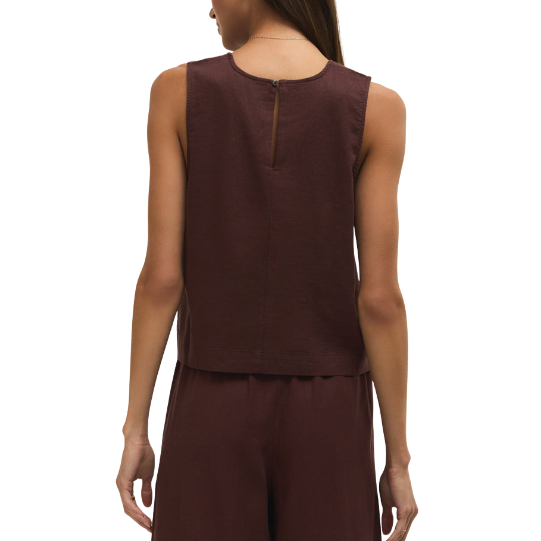 SLOANE LINEN TOP CHOCOLATE CHERRY