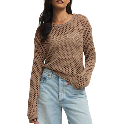 CALA SHIMMER CROCHET SWEATER