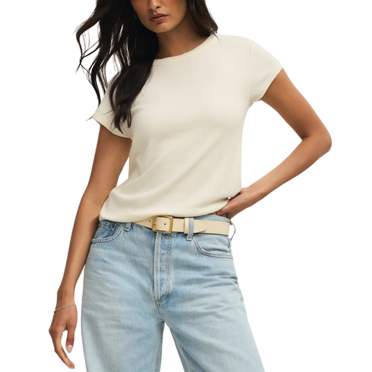 RANAE RIB SHORT SLEEVE TOP CLOUD