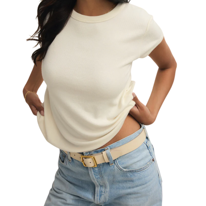 RANAE RIB SHORT SLEEVE TOP CLOUD