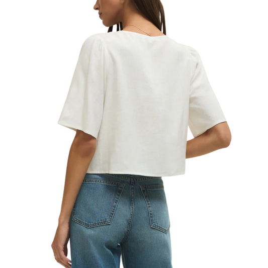 LA BELLE LINEN TOP WHITE