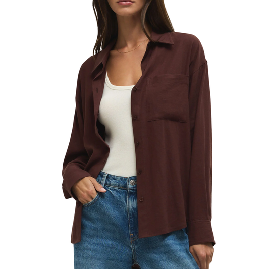 ALFIE BUTTON UP SHIRT CHOCOLATE CHERRY