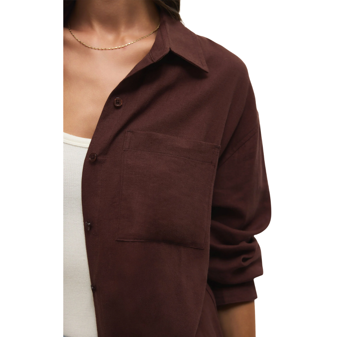 ALFIE BUTTON UP SHIRT CHOCOLATE CHERRY