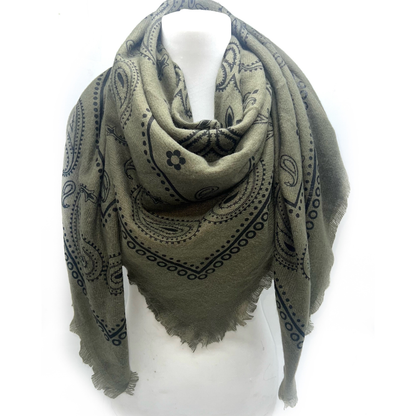 CHLOÉ BANDANA SCARF KHAKI GREEN
