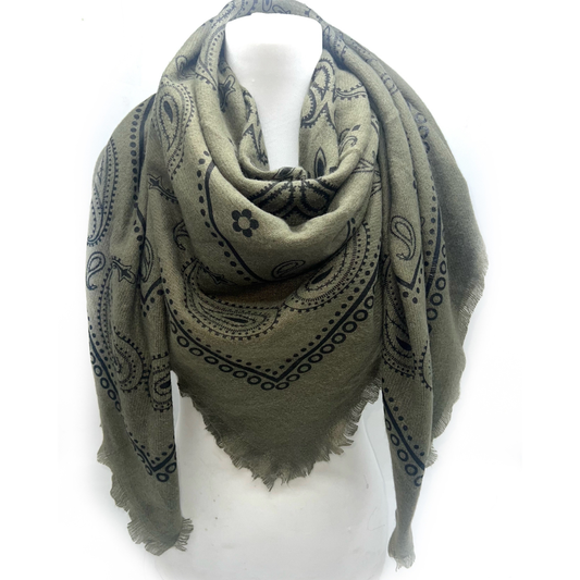 CHLOÉ BANDANA SCARF KHAKI GREEN