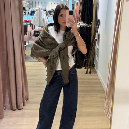 CHLOÉ BANDANA SCARF KHAKI GREEN