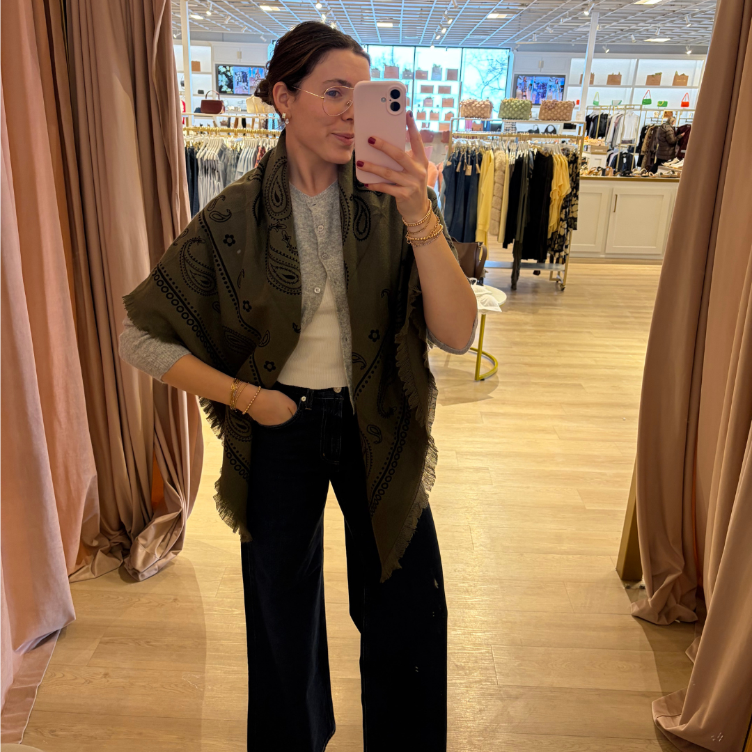 CHLOÉ BANDANA SCARF KHAKI GREEN