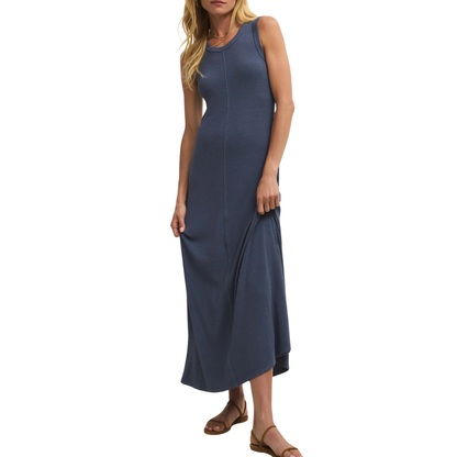 LINDEN RIB MIDI DRESS INDIGO