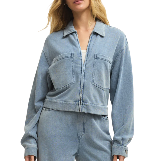 HERITAGE KNIT DENIM JACKET OCEAN AIR INDIGO