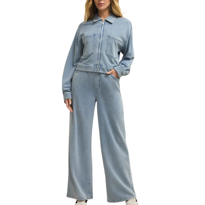 HERITAGE KNIT DENIM JACKET OCEAN AIR INDIGO