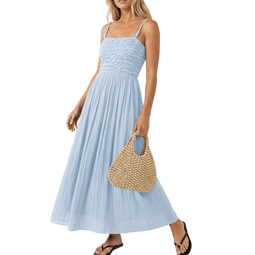 LYLA SMOCKED MAXI DRESS HALOGEN BLUE
