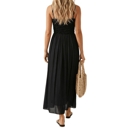 SMOCKED MAXI DRESS BLACK