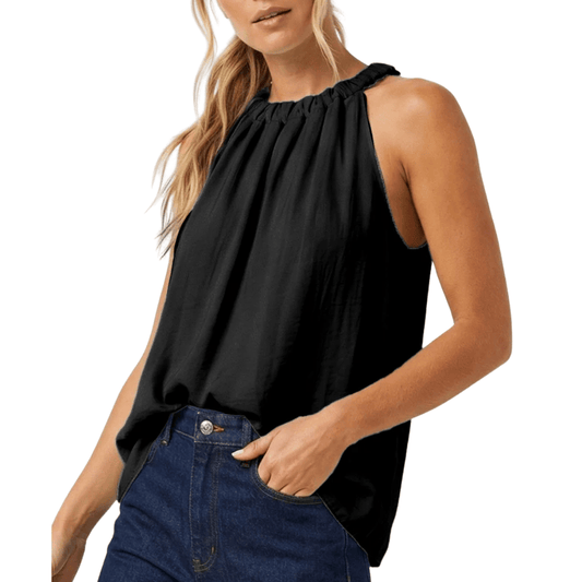 TWISTED HALTER TOP BLACK
