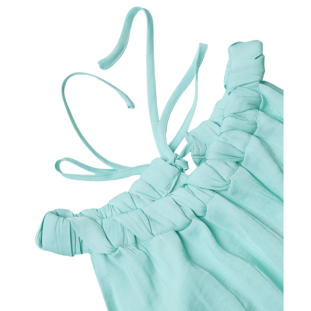 TWISTED HALTER TOP AQUA