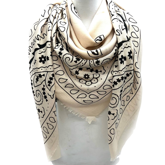 FLORA BANDANA SCARF BEIGE