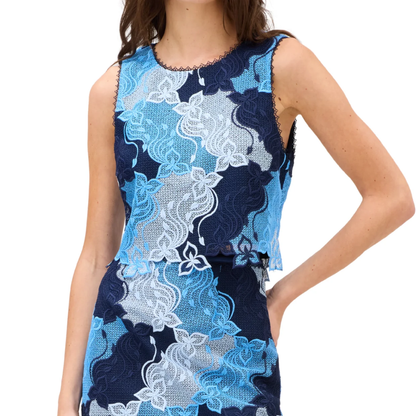 WAVY LACE TANK TOP BLUE