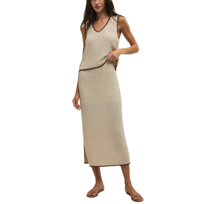 YESSENIA WHIPSTITCH SKIRT LINEN